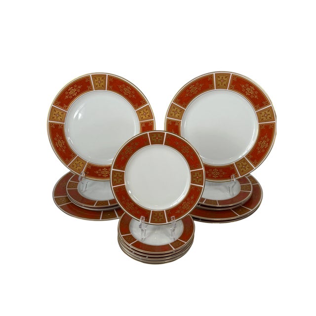 1970s Sango Cumberland Japanese Paprika & Gold Porcelain Dinnerware 15 Pieces For Sale In Houston - Image 6 of 8