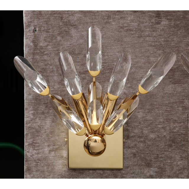 Mid-Century Modern Mid-Century Modern Crystal Sconces by Oscar Torlasco for Stilkronen - a Pair For Sale - Image 3 of 9