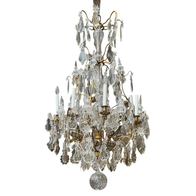 Baccarat Antique Louis XVI Baccarat French Crystal & Gilt Bronze Chandelier For Sale - Image 4 of 4
