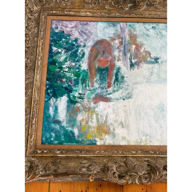 Antique French Impressionistic Painting on Canvas in Antique Wood Frame - Signed For Sale In New York - Image 6 of 6