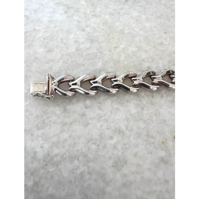Contemporary Vintage Sterling Silver Wishbone Chain Link Wrap Bracelet - Stamped For Sale - Image 3 of 6