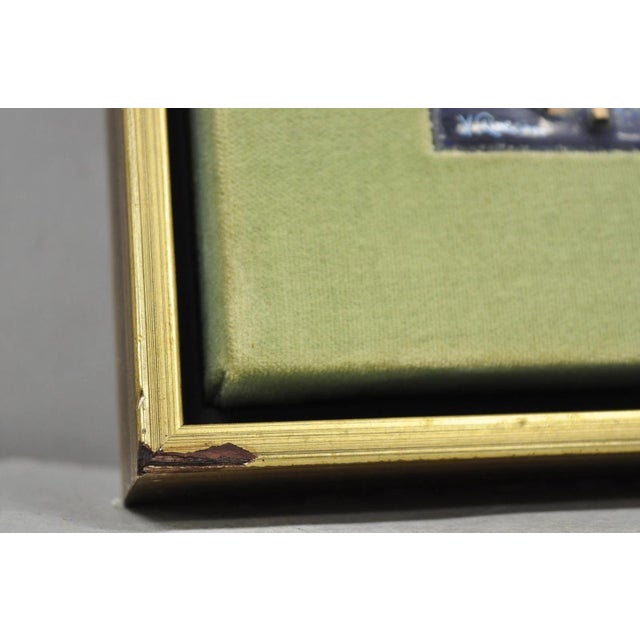 Brown Vintage Mid Centuy Modern Enameled Copper Clipper Ship Art Painting by M. Rosen For Sale - Image 8 of 12