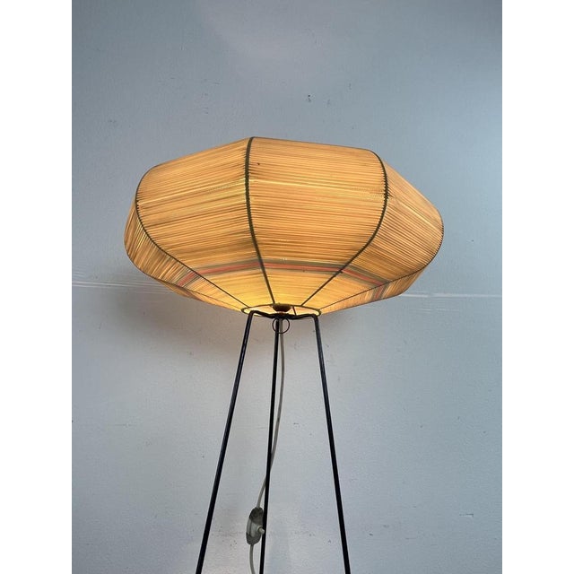 Beige Mid-Century Floor Lamp with Raffia Shade, 1950s For Sale - Image 8 of 18