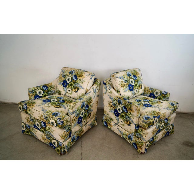 Mid-Century Modern 1960’s Mid-Century Modern Floral Lounge Chairs by Ethan Allen - A Pair For Sale - Image 3 of 12