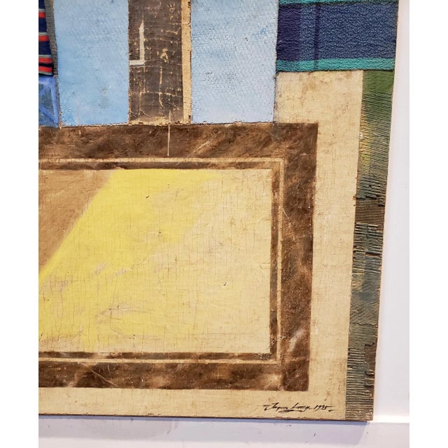 Postmodern Minimalist Painting of House by Jacques Lamy With Tartan Fabric For Sale In Dallas - Image 6 of 9