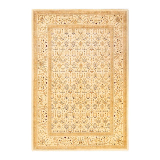 Ivory Mogul, One-of-a-Kind Hand-Knotted Area Rug in Ivory, 6' 1" x 8' 10" For Sale - Image 8 of 8