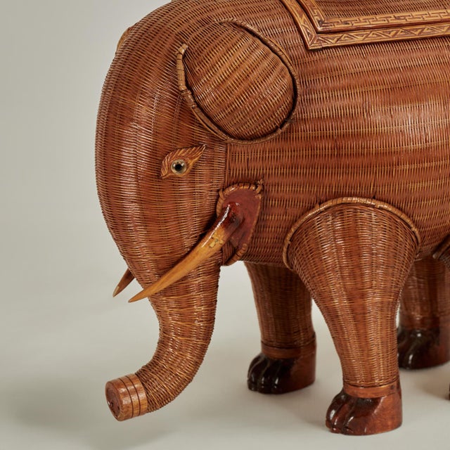 Wood Vintage Chinese Wicker Elephant Box From the Shanghai Collection For Sale - Image 7 of 14