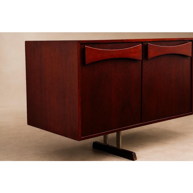 Brazilian Modern Credenza in Imbuia Wood & Chrome by Jd Móveis, Brazil, 1960s For Sale - Image 14 of 16