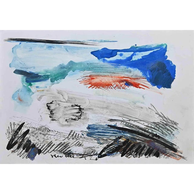 Plinio Mesciulam, Abstract Composition, Mixed Media, 1970s For Sale