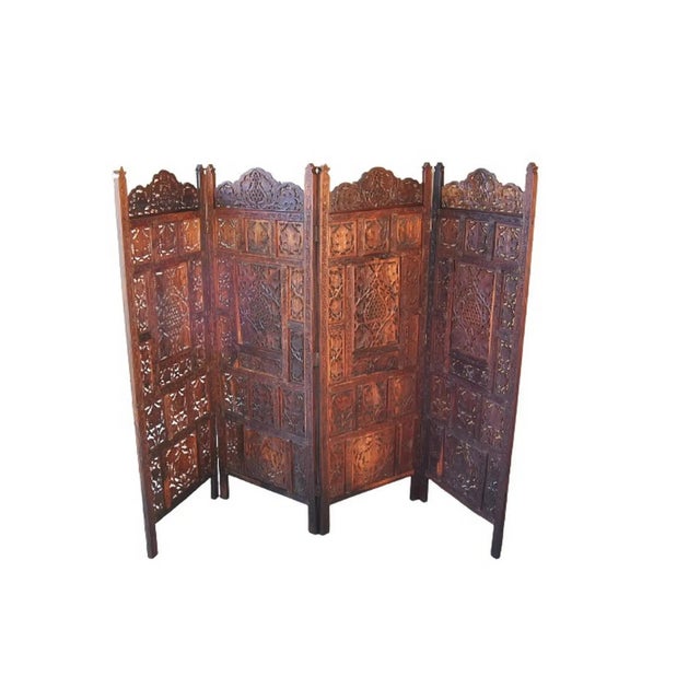 Hindu Jali Antique Carved Teak Wood Arabesque Floral Motifs Screen Room Divider A jali is the term for a perforated stone...