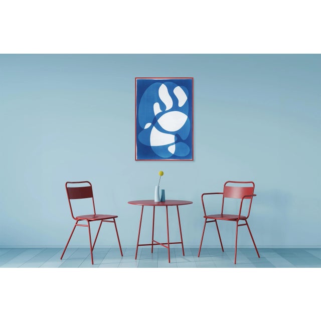 2025, Mid Century Modern Shapes, Unique Handmade Cyanotype Print on Watercolor Paper by Kind of Cyan For Sale - Image 4 of 8