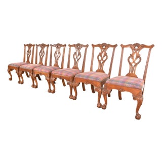 Henredon Chippendale Carved Mahogany Dining Chairs, Set of Six For Sale