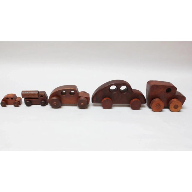 Collection of Five Vintage Handmade Wooden Cars and Trucks For Sale - Image 4 of 13