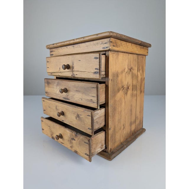 Small Rustic Primitive Natural Pine Apothecary Chest, 1940s For Sale - Image 10 of 16