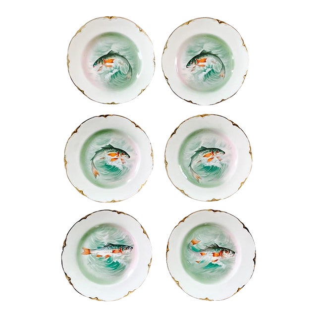 Antique American Sterling China Fish Plates Set of 6 Chairish