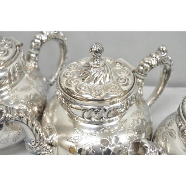 Antique Meriden B Co French Renaissance Silver Plated Figural Tea Set - 7 PCS For Sale - Image 11 of 18