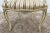 Painted Wood Arm Chair Vintage Venetian Style Carved Cream Green Floral Stripe For Sale - Image 4 of 13