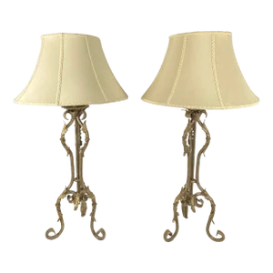 Pair of French Forged Iron Table Lamps