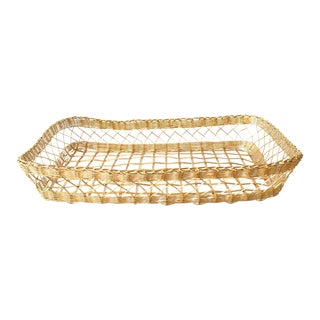 Gold Woven Mesh Letter Basket For Sale