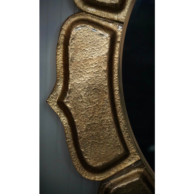 Italian Murano Gold Art Glass and Brass Wall Mirror, 2000 For Sale - Image 4 of 11