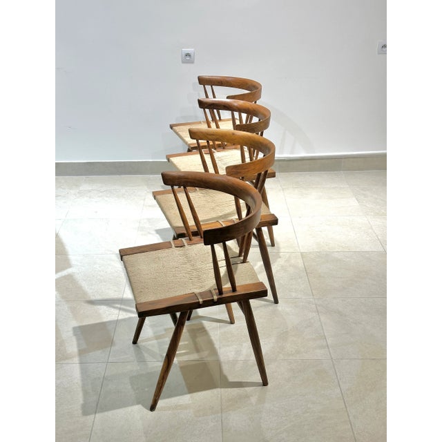 Brown Seagrass Chairs by Georges Nakashima , 1960s, Set of 4 For Sale - Image 8 of 11