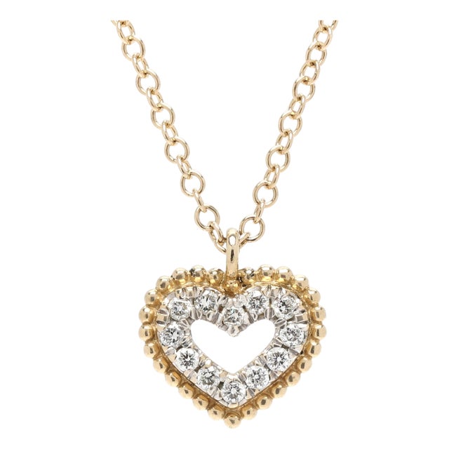 Gabriel & Co Tiny Diamond Heart Pendant Necklace, 14k Yellow Gold, Length 17 In For Sale
