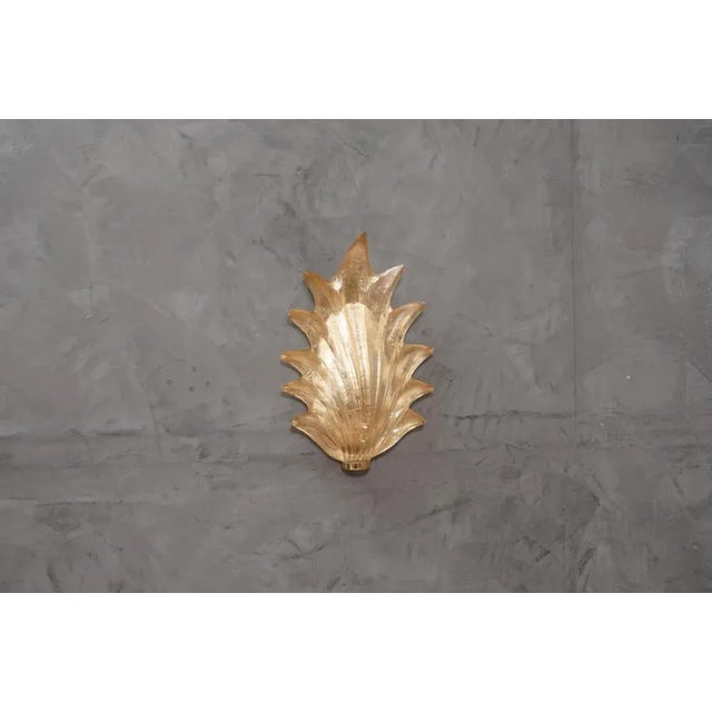 Mid-Century Modern Golden Murano Glass and Brass Wall Light, 1990s For Sale - Image 3 of 9