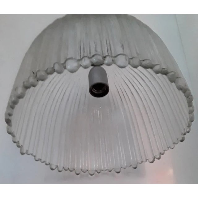 Vintage Ceiling Lamp with a Ridged Glass Shade & Nickel-Plated Ball from Peill and Putzler, 1970s For Sale - Image 3 of 7