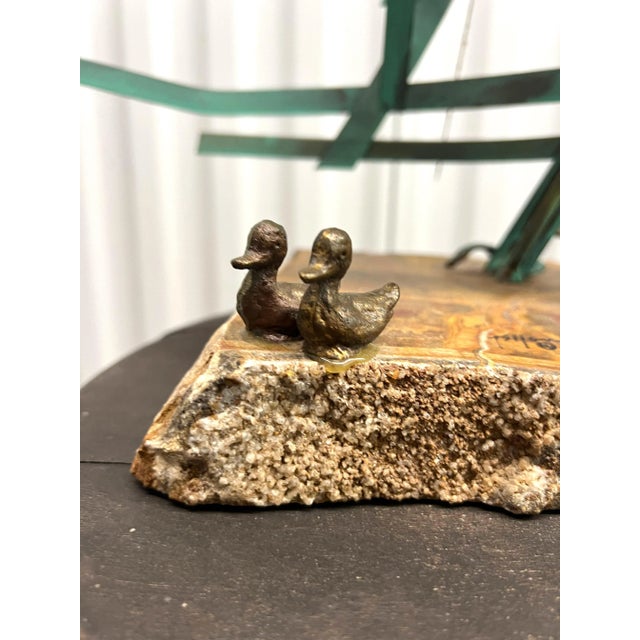 Mid 20th Century Bijan Signed Metal Art Ship With Man and Goats Sculpture For Sale - Image 9 of 13