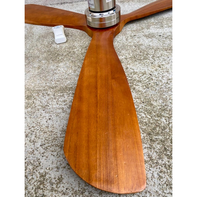 Faro Lantau Brown/Chrome Ceiling Fan with Remote Control, Propeller/Airplane Blade Style, 1980s For Sale - Image 10 of 13