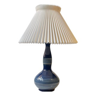 Ceramic Table Lamp with Blue Spiral Glaze from Herman A. Kähler, 1920s For Sale