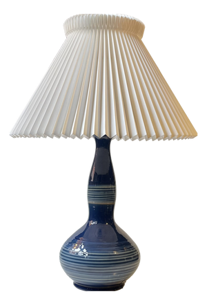 Ceramic Table Lamp with Blue Spiral Glaze from Herman A. Kähler, 1920s