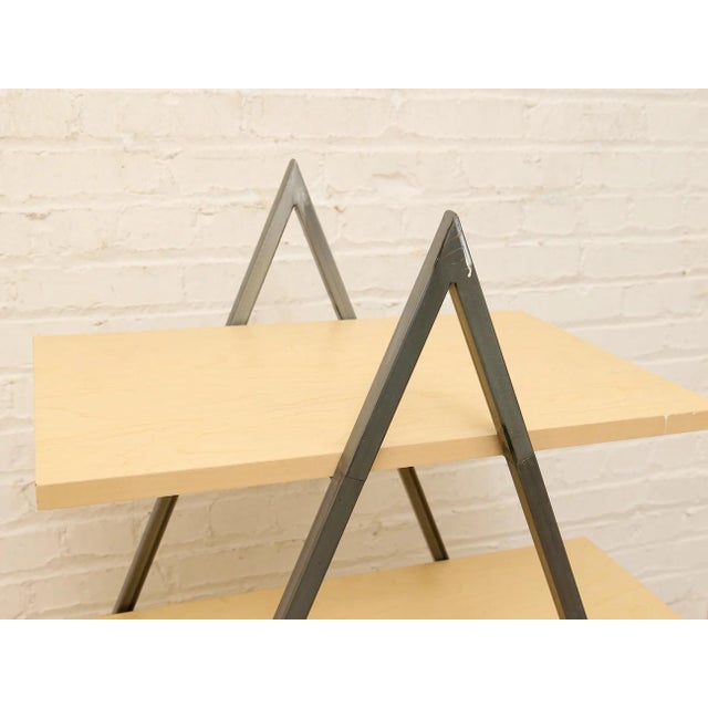 Late 20th Century Late 20th Century Modern a-Frame Wood & Metal Display Shelf For Sale - Image 5 of 9