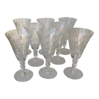 1960s Hawkes Coronet Pattern Water Goblets - Set of 8 For Sale