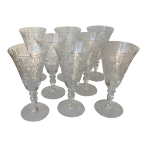 1960s Hawkes Coronet Pattern Water Goblets - Set of 8
