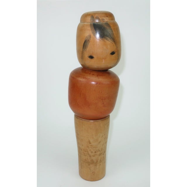 1940s Artist Signed Large Japanese Wood Kokeshi Dolls, Set of 3 For Sale - Image 11 of 16