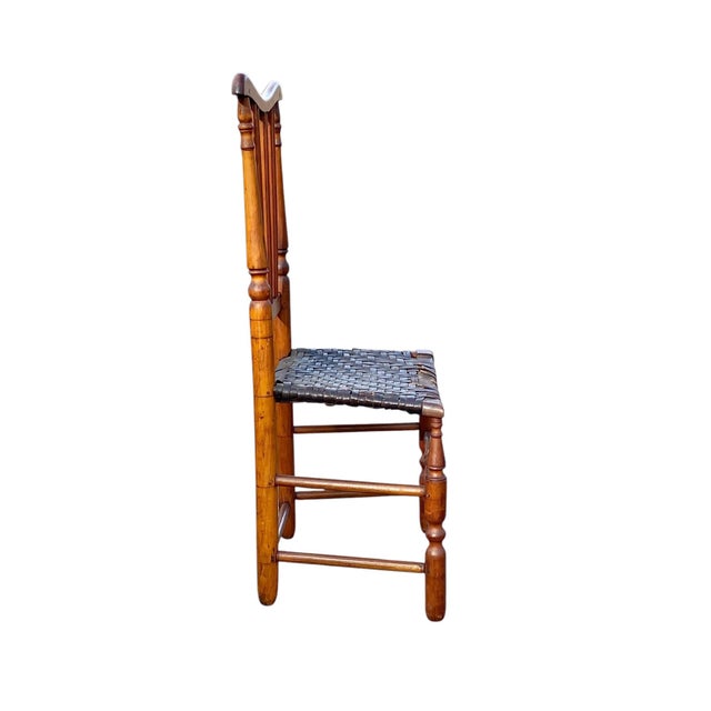 Wood 18th Century Antique William & Mary Period Yoke Back Chair With Splint Seat For Sale - Image 7 of 10