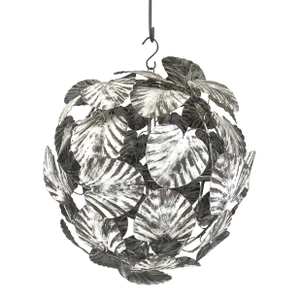 Contemporary Brunito End White Leaves Sphere Suspension Pendant