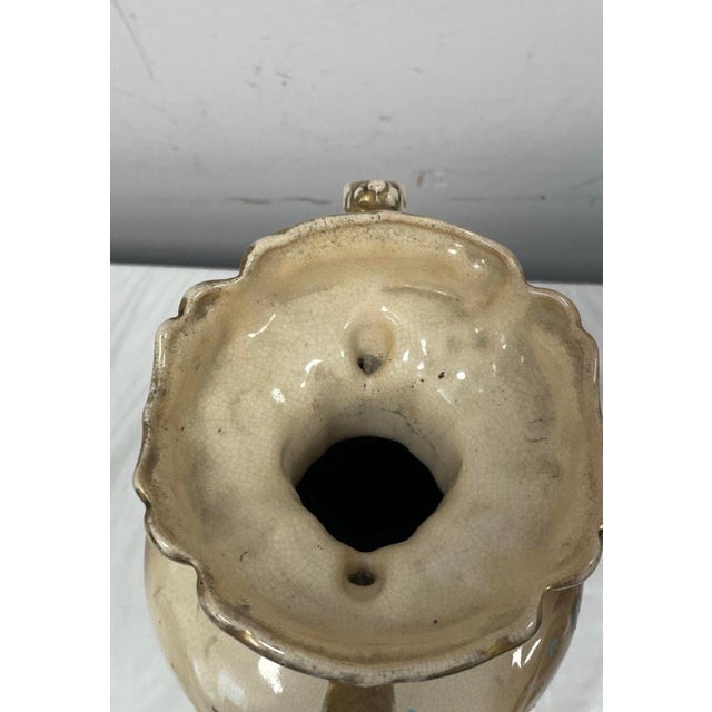 Traditional Antique Thomas Forester & Sons Floral Urn Vase Gold Gilt Double Handles England For Sale - Image 3 of 7