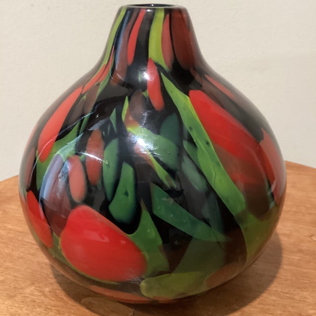 Mid 20th Century Abstract Multicolored Art Glass Vase Murano Style For Sale - Image 12 of 12