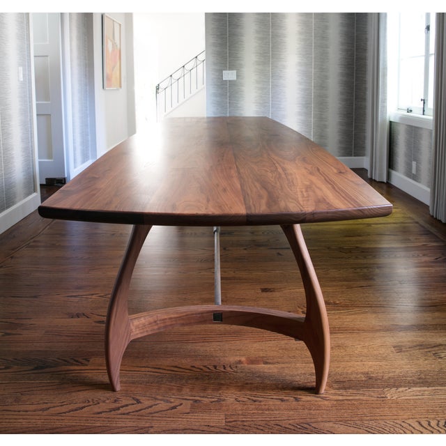 Custom Furniture Builders Sculptural Mid-Century Walnut Dining Table For Sale - Image 4 of 4