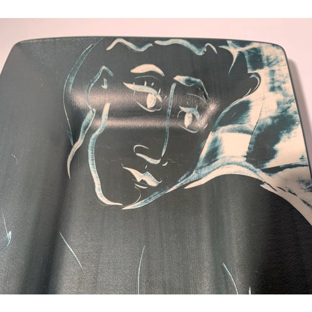 Victoria Crowell Slab-Built Colored Slip Decorated Porcelain Tray For Sale - Image 4 of 5