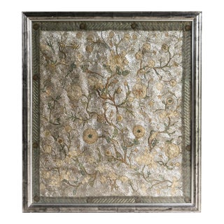 Antique Framed Spanish/Italian Beadwork and Stumpwork Embroidery Panel, 17th C. For Sale