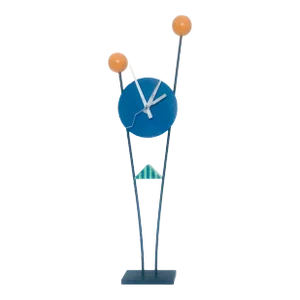 Post Modern Memphis Style Rick Martin Industrial Mixed Metal Tall Iron Clock Sculpture Signed