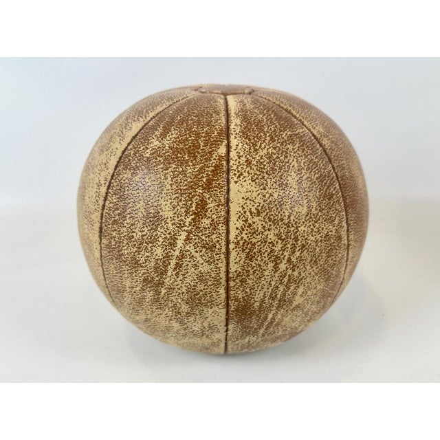 Animal Skin Leather Medicine Ball, Poland, 1950s For Sale - Image 7 of 8