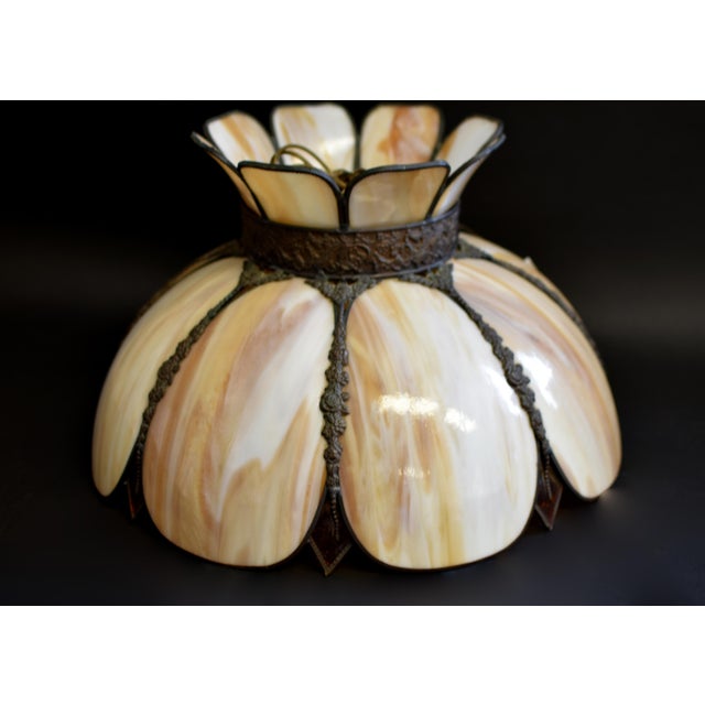 Antique American Bisque Ceiling Light Lamp Shade Glass Victorian Excellent For Sale - Image 9 of 17
