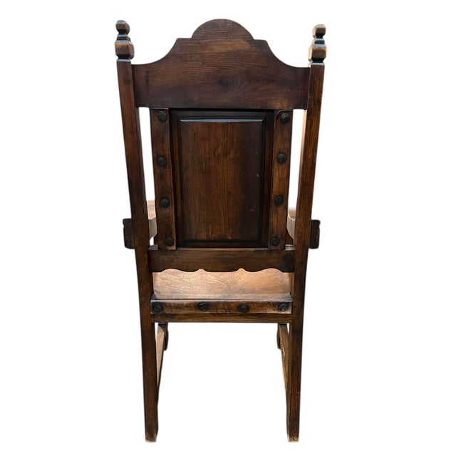 1950s Set of 6 Spanish Renaissance Revival Dining Chairs, Two Arm Chairs, Four Side Chairs For Sale - Image 13 of 15