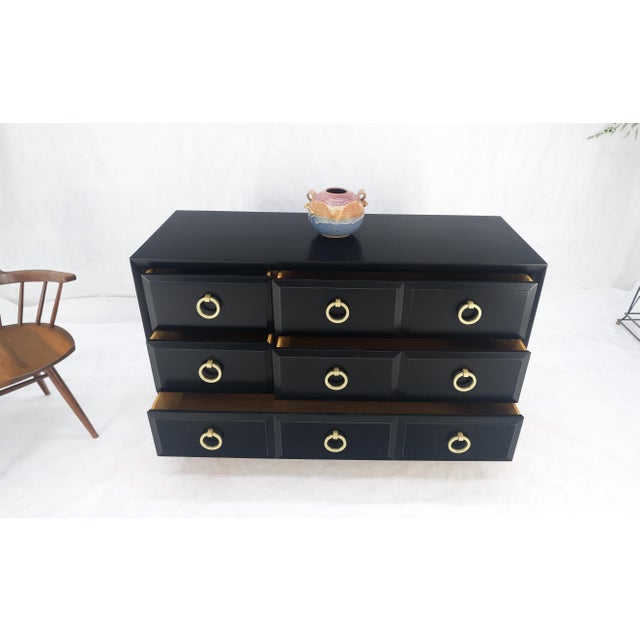 Gibbings for Widdicomb Black Lacquer Solid Brass Drop Ring Pulls Dresser For Sale - Image 12 of 12