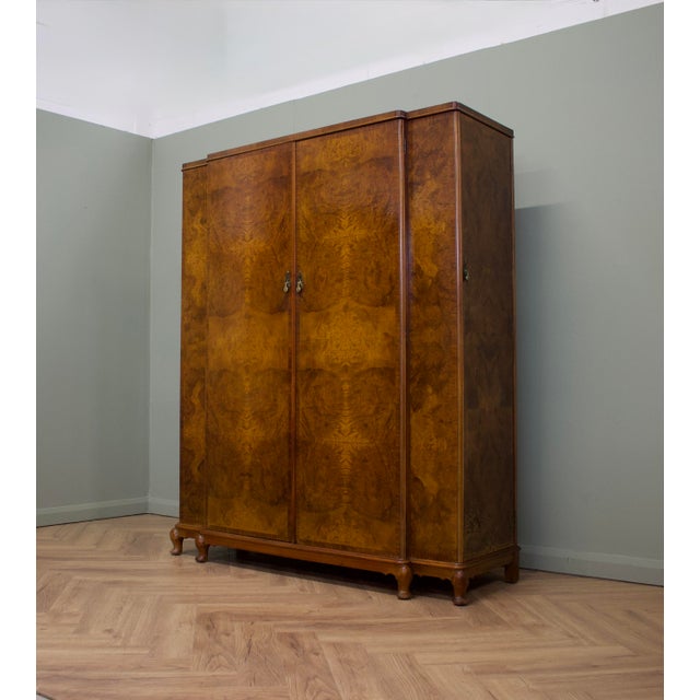 Vintage Art Deco Burr Walnut Wardrobe, 1930s For Sale - Image 4 of 13