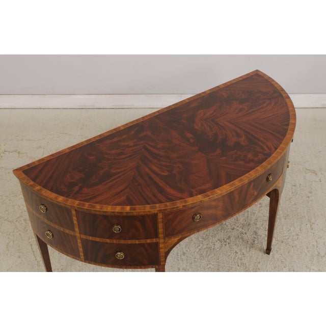 Maitland - Smith Maitland Smith Flame Mahogany Banded Demilune Sideboard For Sale - Image 4 of 18
